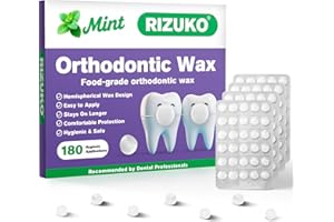 RIZUKO Orthodontic Wax for Braces - 180 Dental Wax Dots | Hygienic Individual Wraps, Mint Flavor