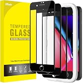 JETech Screen Protector for iPhone SE 3/2, iPhone 8/7, Black, 3-Pack | Full-Coverage, Black Edge Tempered Glass, Easy Installation Tool, HD Clear, Case-Friendly
