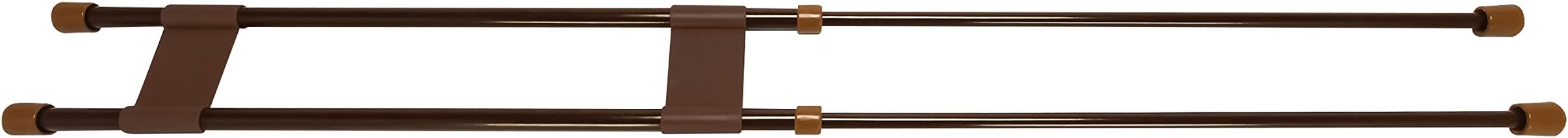 Camco Camper/RV Refrigerator Double Bar | Features Spring-Loaded Tension Bars with Rubber Ends & Adjusts from 19-Inches to 34-Inches | Brown (44078)