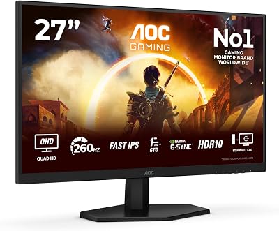 Gaming Moniteur Q27G42ZE 27 Pouce 260Hz Fast IPS Dalle, 1ms GtG, HDR10, G-Sync Compatible, (2560x1440 HDMI 1x 2.0) Noir