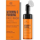 Botanic Hearth Vitamin C Foaming Face Wash With Papaya & Orange | Extracts Built|In Silicone Brush | For Cleansing & Glowing Skin | Paraben & Sulphate Free | Face Cleanser For Women & Men | 5.1 Fl Oz