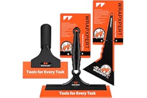 WRAPXPERT Window Tint Tools Kit – 3 Professional Tint Squeegees with 8" PU Blade, Short Handle Scraper & Triangle Corner Tool for Car Window Film on Windshield, Side Windows, Mirrors & Rear Glass