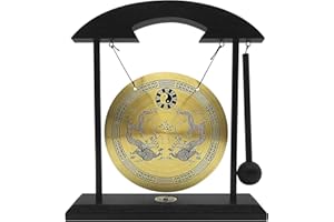 Mini Desktop Gong Table Wind Chime Percussion Instruments with Mallet for Home Decor Housewarming Gift - Dragon with Taiji Sy
