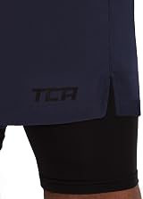TCA Ultra 2 in 1 Compression Shorts Men Navy Black XL with Zip Pocket view 3