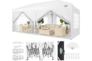 COBIZI Canopy 10x20 Pop Up Canopy Tent with 6 Sidewalls Party Tents for Parties Weddings Backyard Waterproof Outdoor Commercial Event Tent with Stakes, Ropes, White