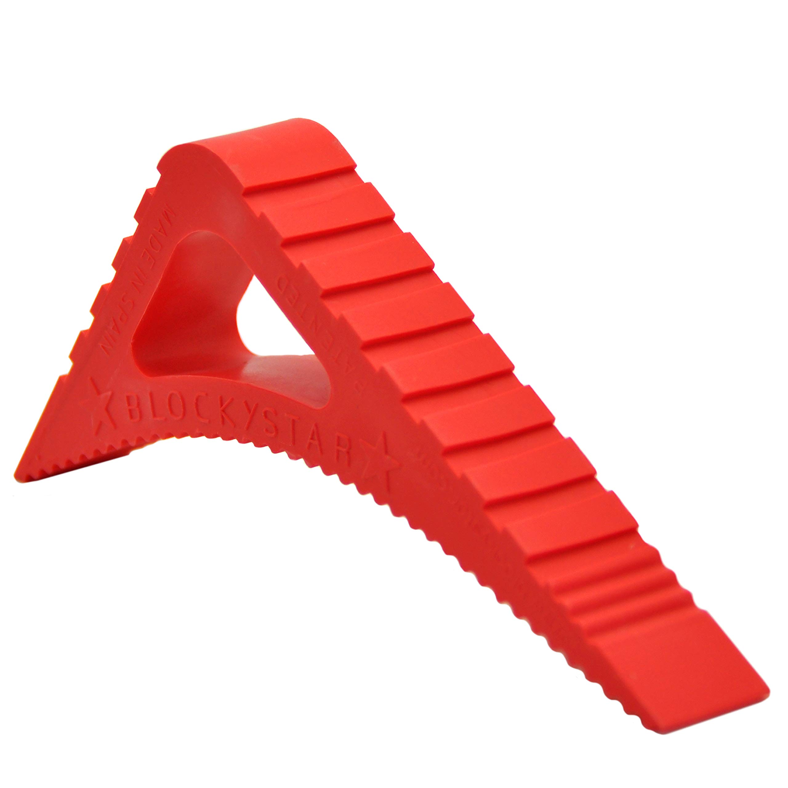 Blockystar Rubber Door Stopper & Window Wedge, Award Winning Decorative Doorstop, Multi-Surface Door Stoppers for Home, Office, Schools, Made in Spain, Red