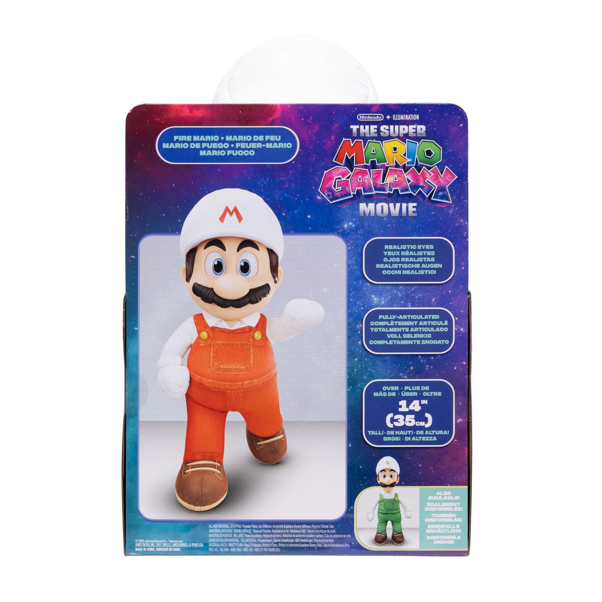 „Super Mario Galaxy“-Film: Bewegliches „Fire Mario“-Plüschtier, 35 cm, offiziell lizenziert von Jakks Pacific, Stofftier mit beweglichem Kopf, Nintendo-Sammlerstück, ab 3 Jahren 3