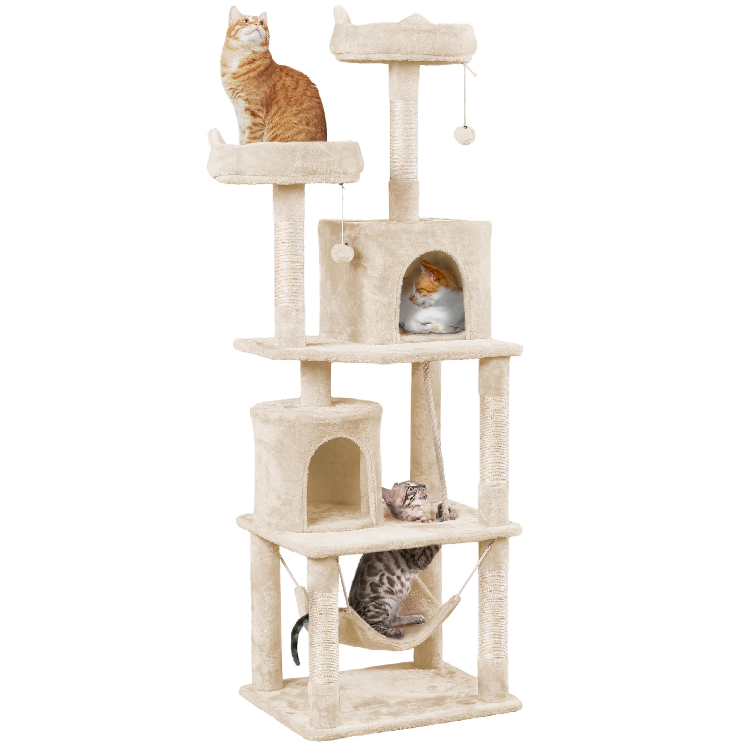 Yaheetech Cat Tower, 70.5in Cat Tree for Indoor Cats, Multi-Level Climbing Tree w/Condo & Plush Perches, Large Cat Play House Scratching Post for Kitten Beige Image