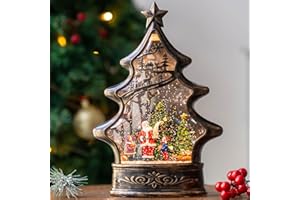 QUALDOUT Christmas Snow Globe Lantern Water Glittering Santa's List with Music& Timer, USB Lined/Battery Operated Lighted Lantern for Christmas Festival Decoration Gifts （Santa）