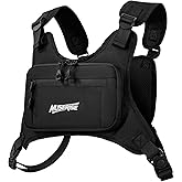 Muserise Sports Chest Bag For Men Women, Water Resistant Lightweight Front Chest Pack, Running Vest Bag With Built-In Phone Holder & Extra Storage For Workouts, Running, Cycling