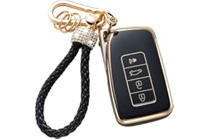 Gematay for Lexus Key Fob Cover with Keychain Lanyard, Soft TPU Key Fob Protector Compatible with Lexus RX is ES GS LS NX RS GX LX RC LC Smart Key Case