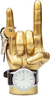 Luckies Rock On Hand Mini Headphone Stand Jewellery Holder Desk Ornament Gold view 8