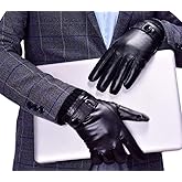 YISEVEN Men's Lambskin Leather Gloves Touchscreen