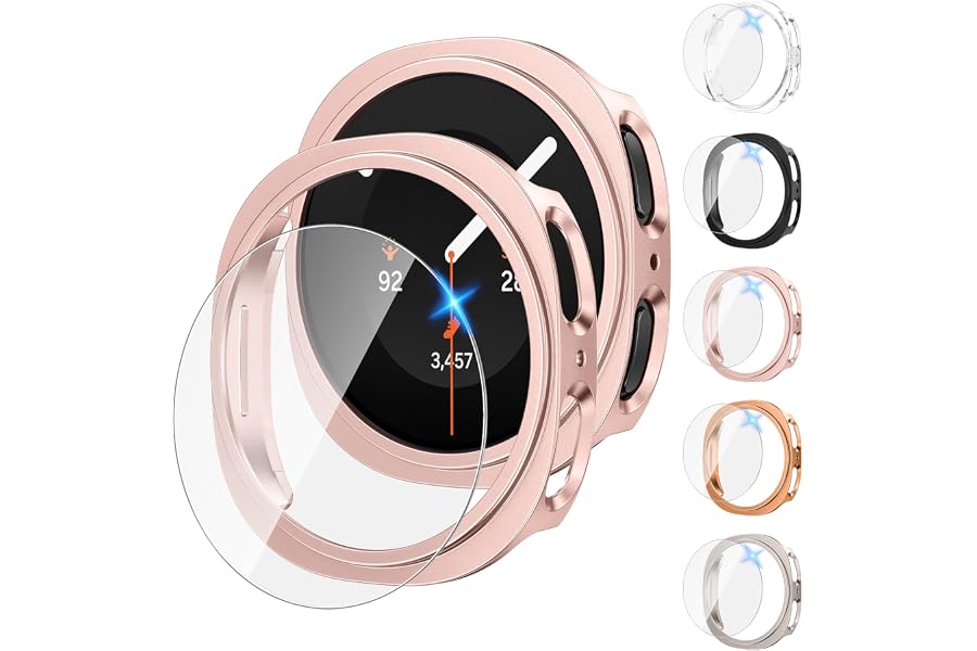 Tensea [5+5Pack for Samsung Galaxy Watch 8/9 Screen Protector Case 40mm | Hard PC Bumper/HD Anti-Fog Tempered Glass Protective Film Accessories, Face Cover Set, Galaxy Watch 8/9 40 Case for Women Men