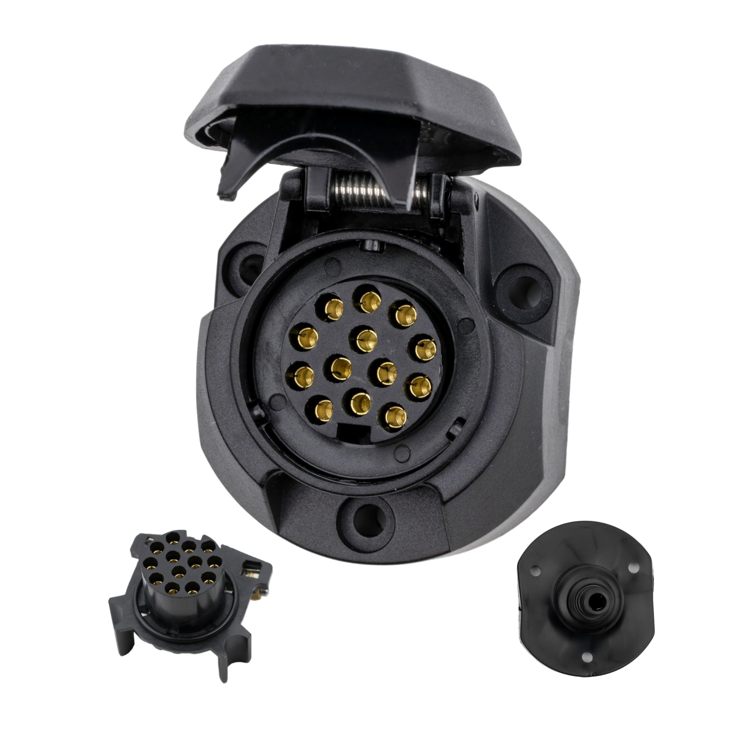 13+1 Pin Plug Socket for Power Supply of Trailers and Caravans, Standardized Screw Contact according to ISO 11446, Plug Connection 13 Pole, Trailer Hitch Socket, Car Socket 13 Pin, 12 V