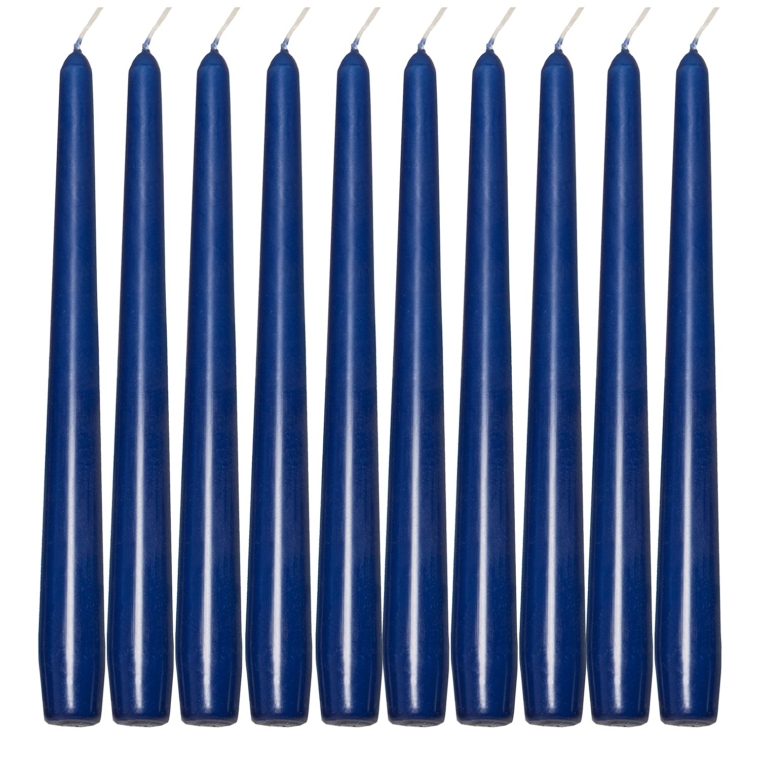 Deli Supplies Dinner Party Christmas Table Decor Bistro Candles Non Drip Tapered 9โ 24cm Tall Taper Candle 7 Hour Burn Time Smokeless and Dripless Quality Wax (Blue, 10) โ image 1