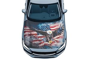 Qpednta American Hood Flag Cover All-Season Protection Fabric Hood Cover Stretch Polyester Fabric Covers Removable Automotive Accessories Ft Fits Most Cars Eagle Flags