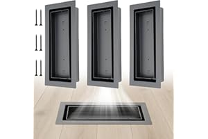 Noliven 4"x10" Flush Mount Floor Register, Black Heavy-duty Vent Covers with Sturdy Mesh, Walkable Floor Air Register for AC,