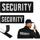 DAMORR | Embroidered Security Patch | Security Badge Hook and Loop for Security Vest | Security Patches for Vest Jacket and Shirt (2 Pack) (One Large &amp; One Small)