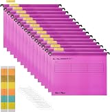 MerryNine Suspension Files 15PCS Polypropylene A4 Pink with Tabs Card Inserts