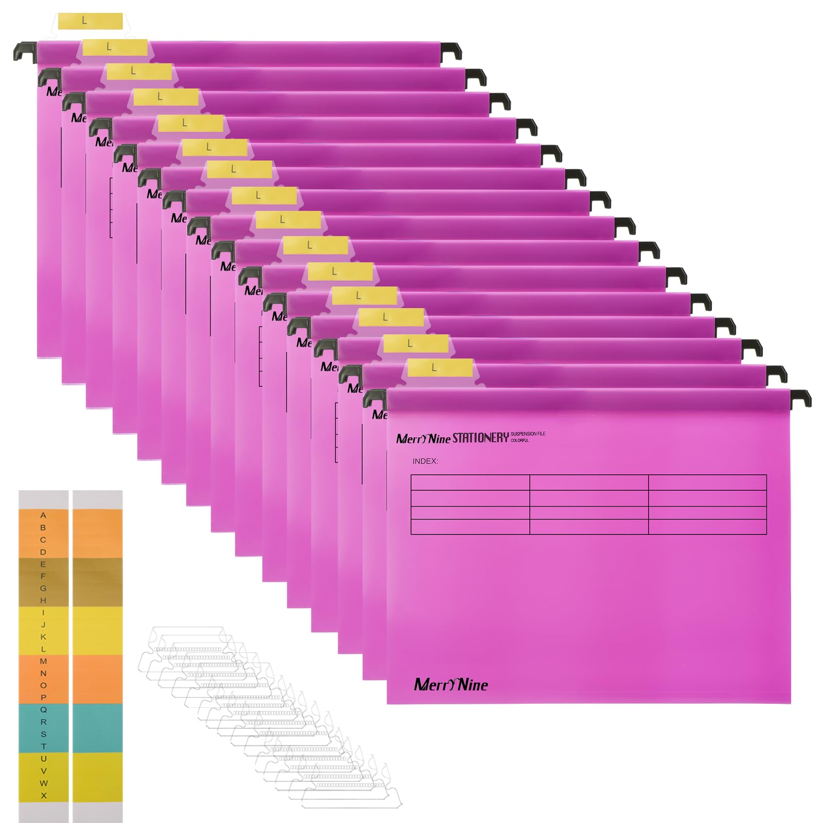 Suspension Files, MerryNine 15PCS Polypropylene Filing Cabinet Suspension Files with Tabs and Card Inserts for School Home Work Office Organization **Check Size Before Ordering ** (Pink, A4) — image 1
