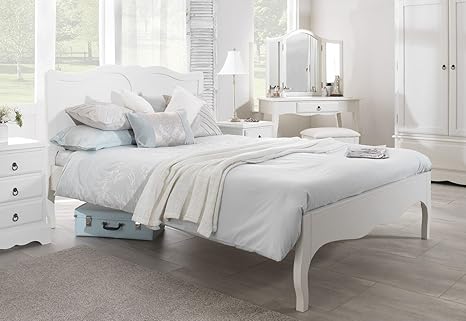 Romance Double Bed 4ft6 Stunning White Double Bed Frame With Curved Headboard Antique White