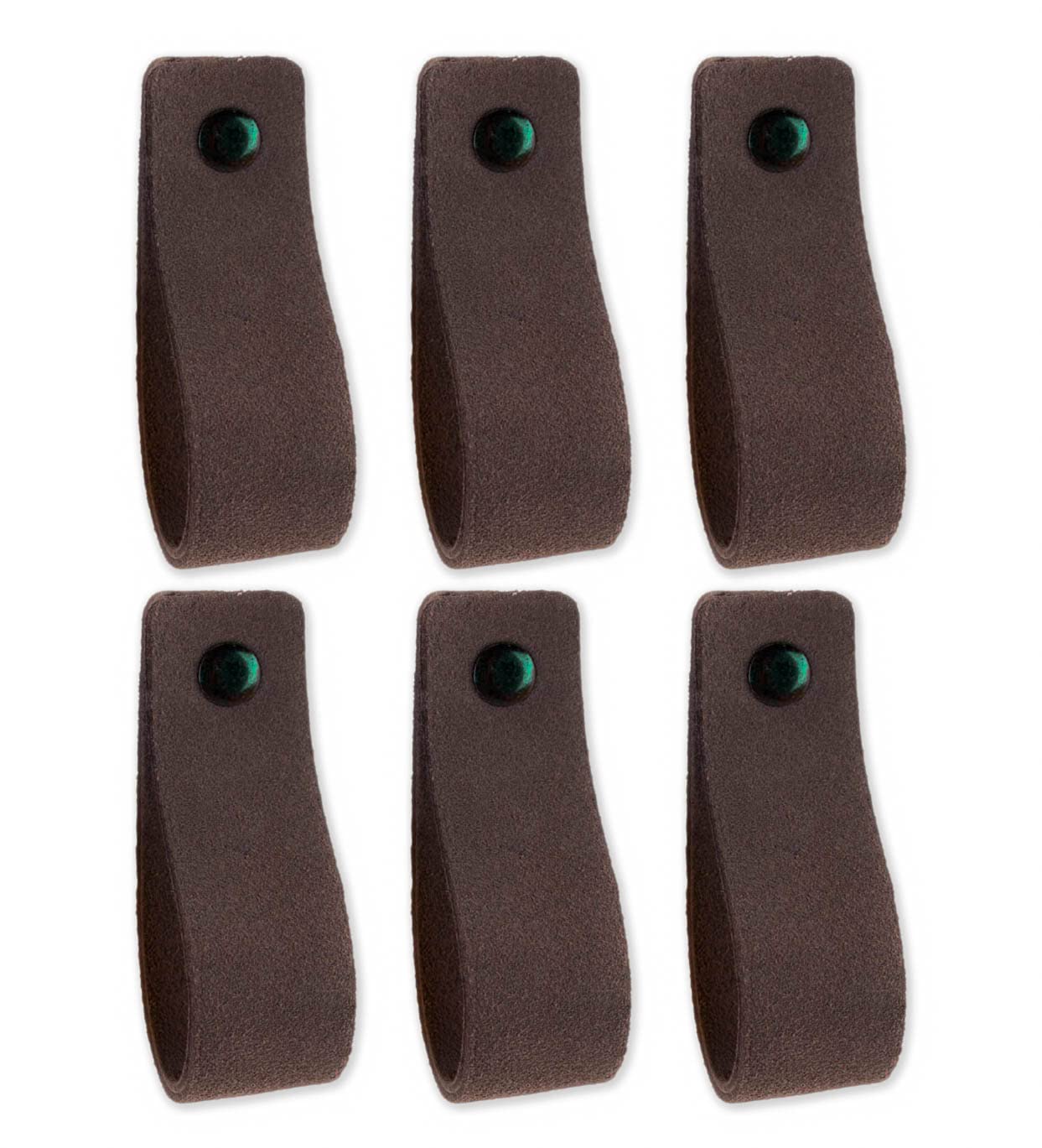 Brute Strength - Leather Handles for Furniture - Suede - Grey - 6 pcs - 16,5 x 2,5 cm - Cabinet Handle, Door Handle for Kitchen, Bathroom, cabinets, Dresser, Wood