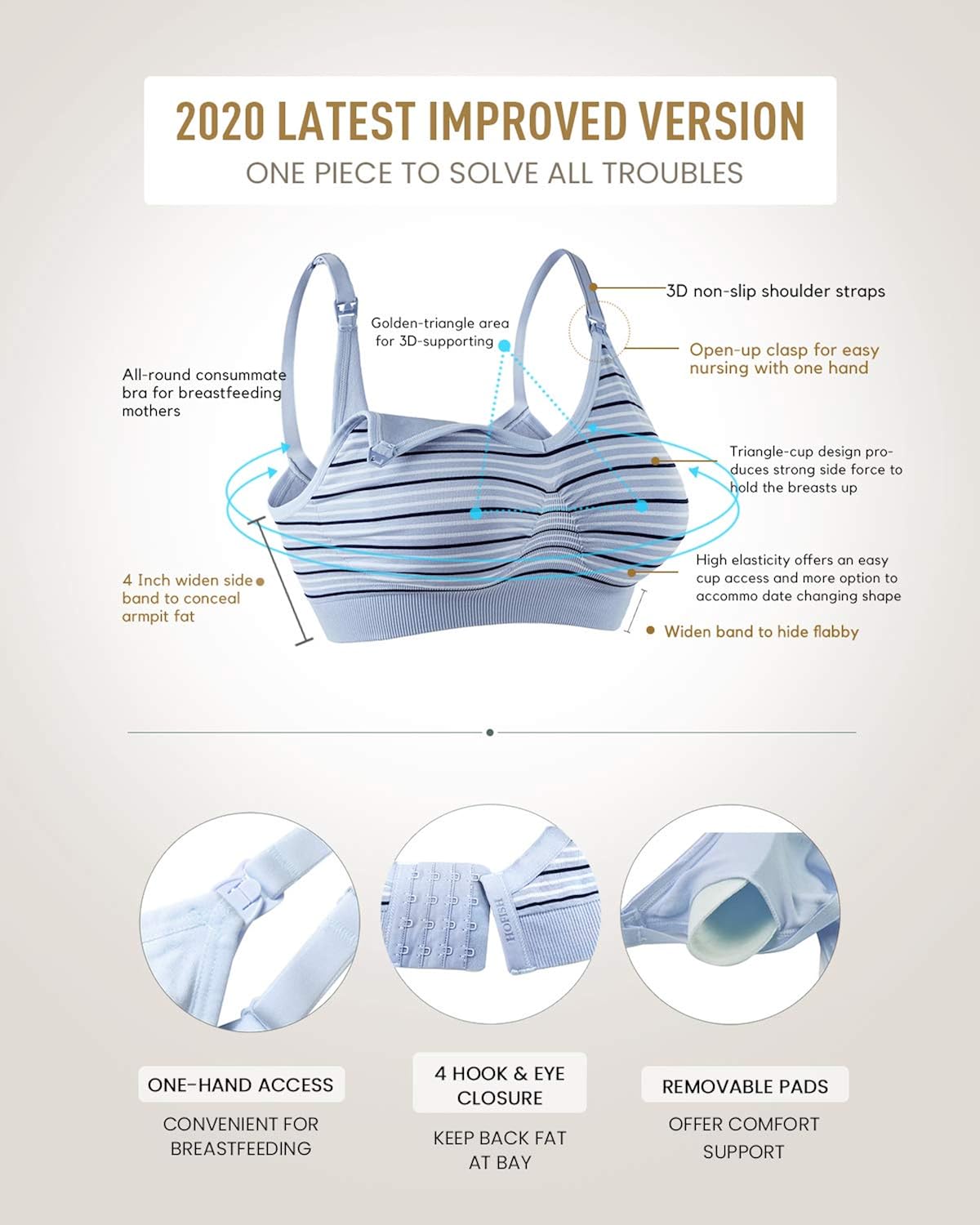 HOFISH 3 Pack Seamless Clip Down Deep V Neck Push Up Nursing Bra Maternity Bras 3PACK Inlcuding Extenders & Clips at  Women’s Clothing store