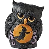 Enesco Jim Shore Miniature Black Owl with Witch Scene Mini Halloween Figurine 3.75 Inch, Gold