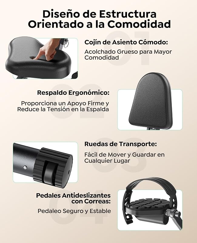 Bicicleta Estática 5 en 1 con App, Bici Estática Plegable para Casa y Espacios Reducidos, 16 Niveles Magnética Silenciosa, con Bandas de resistencia, Respaldo y Pulsómetro, Máx 140KG — foto 8 de 8