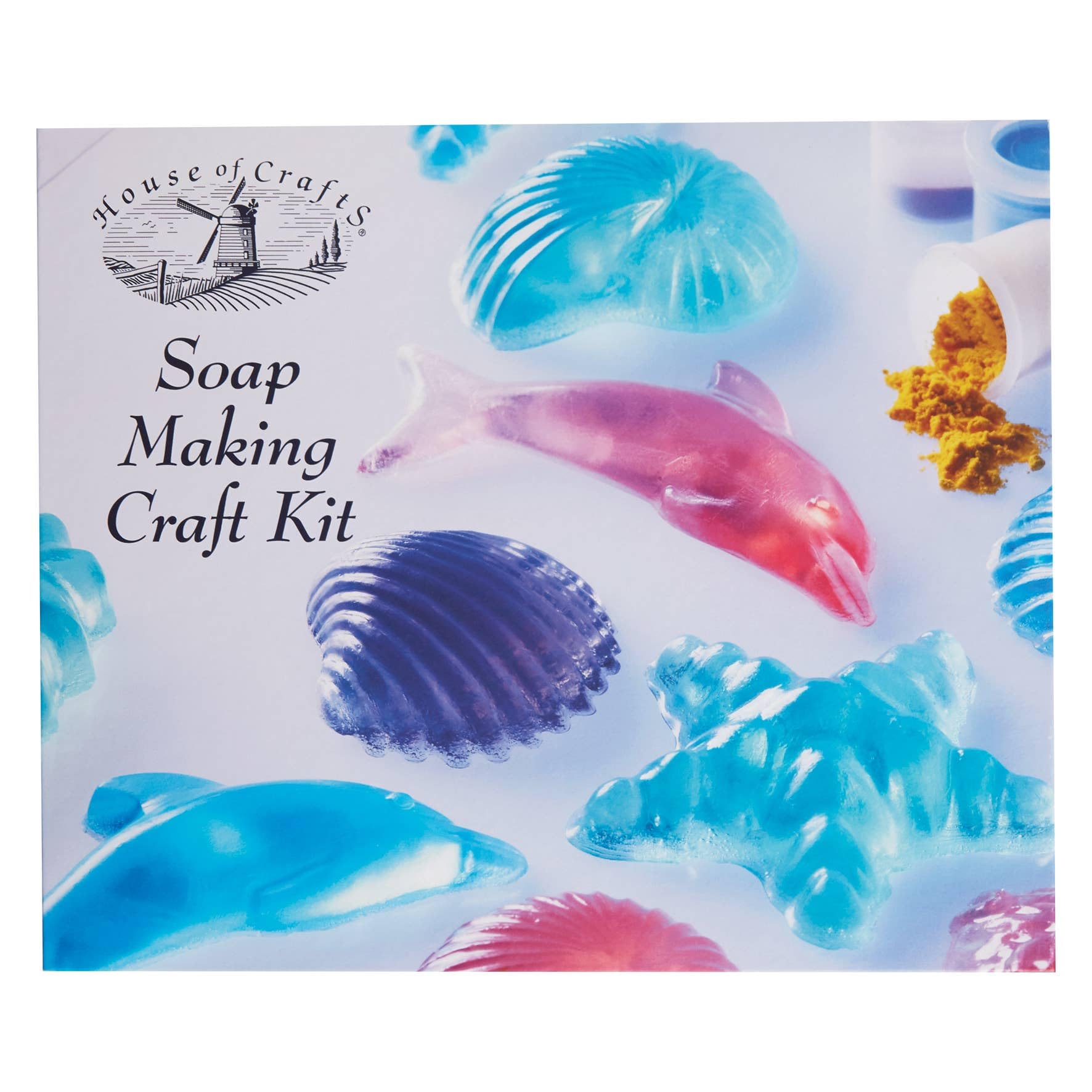 House Of Crafts Soap Making Craft, Single Craft Kit Set, Multicoloured, Includes Soap Compound, Three Coloured Dyes, Fragrance, Six Mould Shapes, Pipette, Instructions
