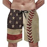 Mens American Flag Swim Trunks with Compression Liner 5 Inch Inseam 4th of July Patriotic Bathing Suit Board Shorts