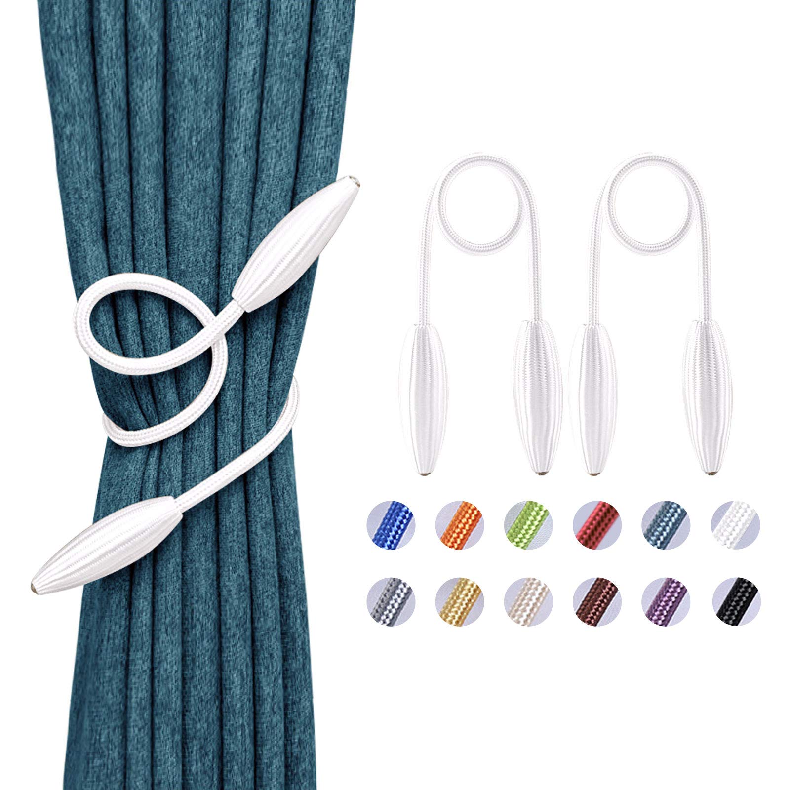 Pretty Jolly 2 Pack DIY Twist Curtain Tiebacks Creative Decorative Drape Tie Backs European Style Random Modelling Curtain Holdbacks for Home & Office Window Blackout & Sheer Drapery (White)