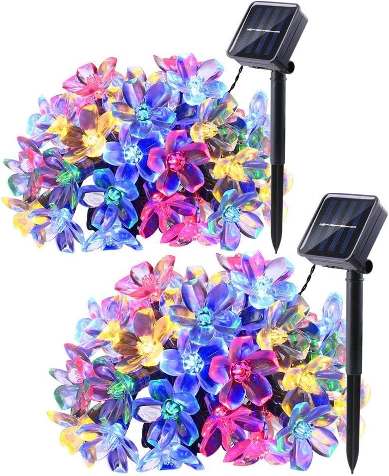 2 Pack Outdoor Solar Flower String Lights Waterproof 22ft