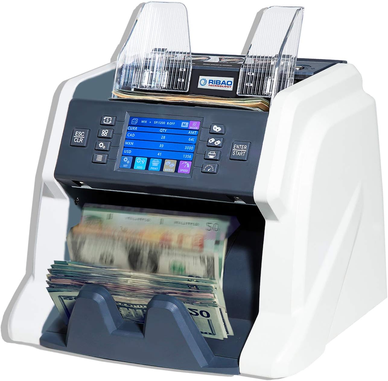 Ribao BC55 Mixed Denomination Bill Money Value Counter and Sorter with