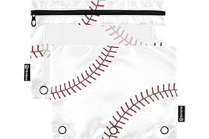 CBBYY Baseball Pencil Pouches for 3 Ring Binder,2 Pack 3 Ring Binder Pencil Case With Zipper Reinforced Grommets,Pencil Bags for Office Organizers