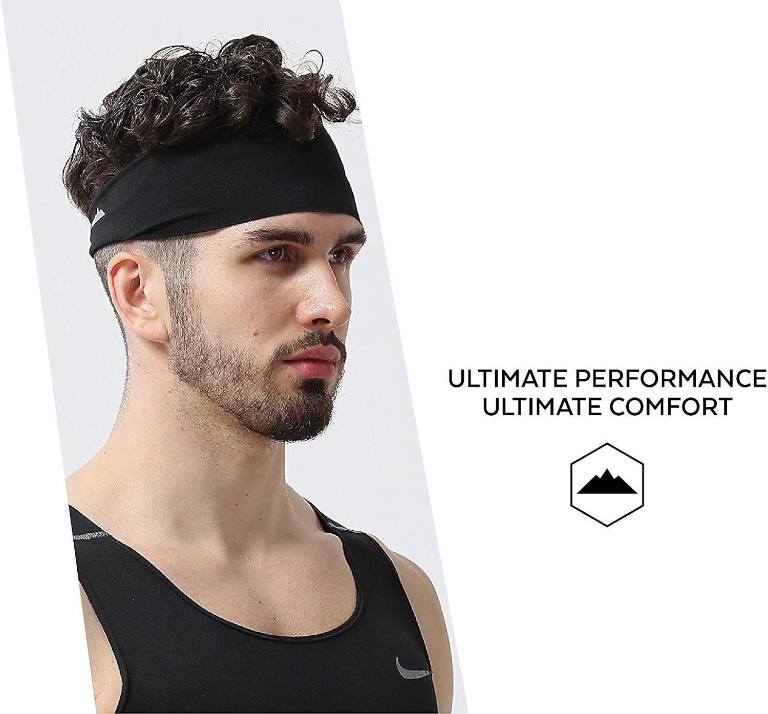Mens Headband - Sports Running Sweat Head Bands - Athletic Sweatbands Hair Band for Workout, Basketball, Exercise, Gym, Cycling, Football, Tennis, Yoga - Performance Stretch Moisture Wicking Hairband: Clothing