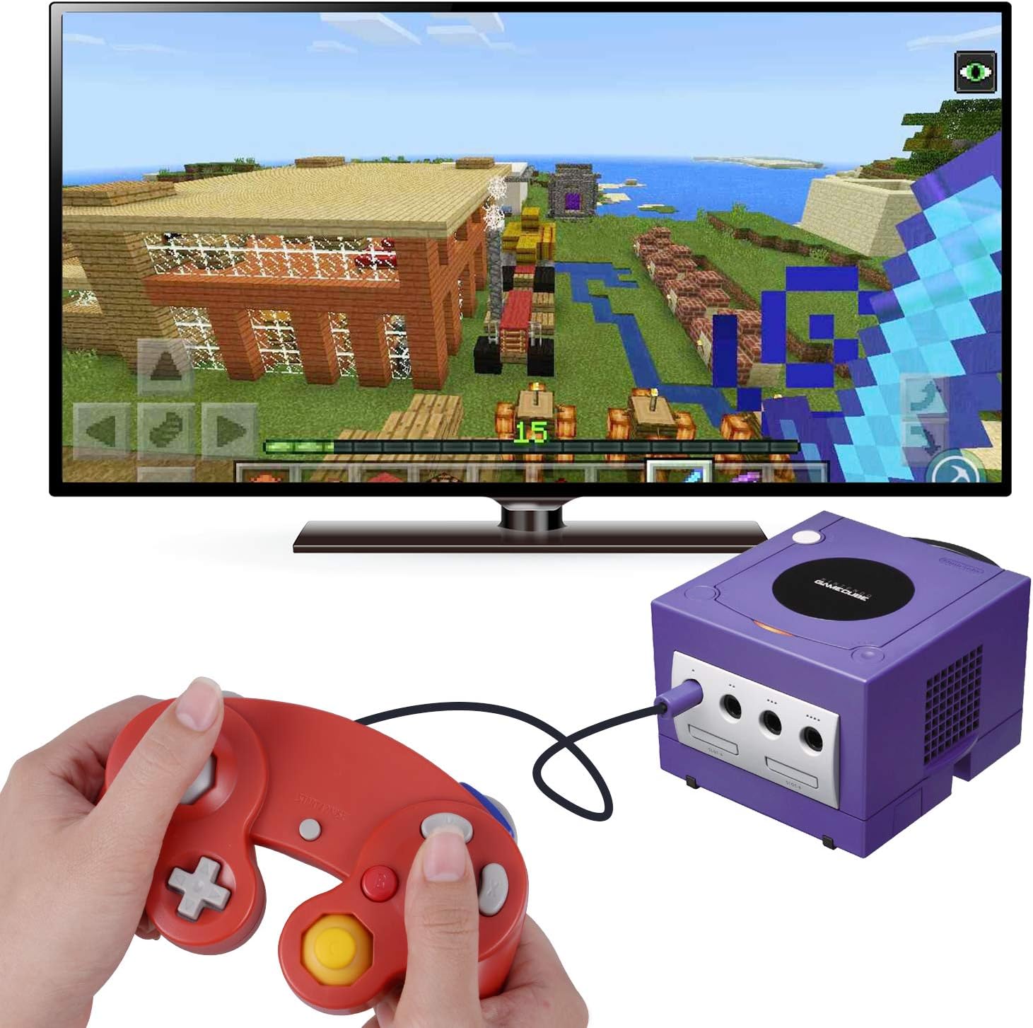 ONE250 2 Pack Classic Shock Joypad Wired Controller, Compatible with Wii NGC Gamecube Game Cube (Black & Red): Computers & Accessories