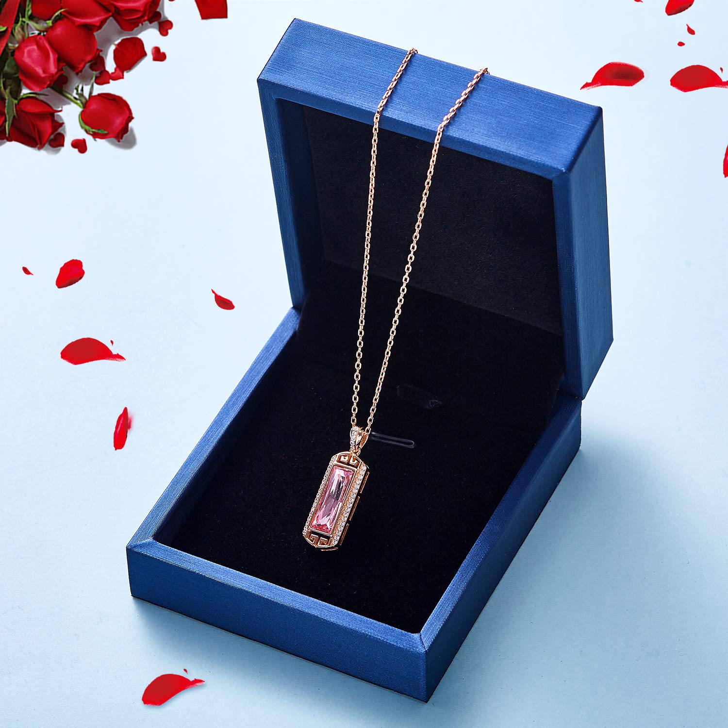 LOUISA SECRET Pendant Necklace, 925 Sterling Silver Necklace Valentine\'s Day Gift for Women,Made Of Swarovski Crystal, Jewelry Chain Length 15.7in+1.9in Extender