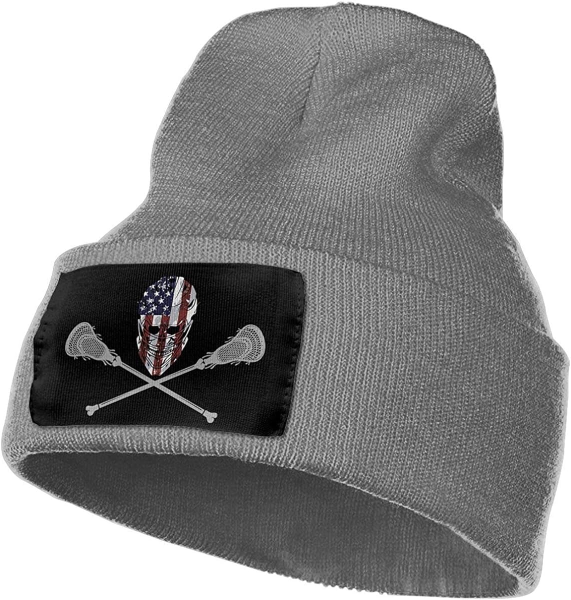Lacrosse Helmet Crossed Sticks Unisex Beanie Caps Knit