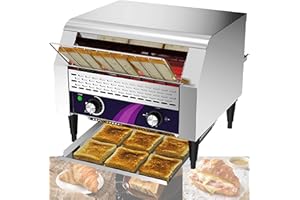 Commercial Conveyor Toaster 300 Slices/Hour, 2600W Heavy Duty Industrial Conveyor Toaster, Stainless Steel Toaster Oven for B