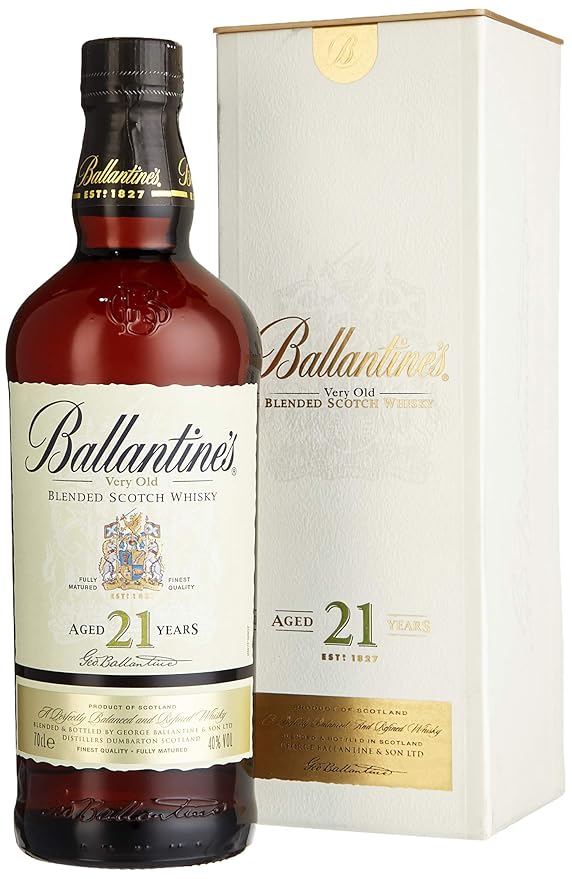 Ballantines 21 Blended Scotch Whisky – 21 Jahre alter reichhaltiger Blend mit würzigen Aromen, perfekt abgestimmten Rauchnote