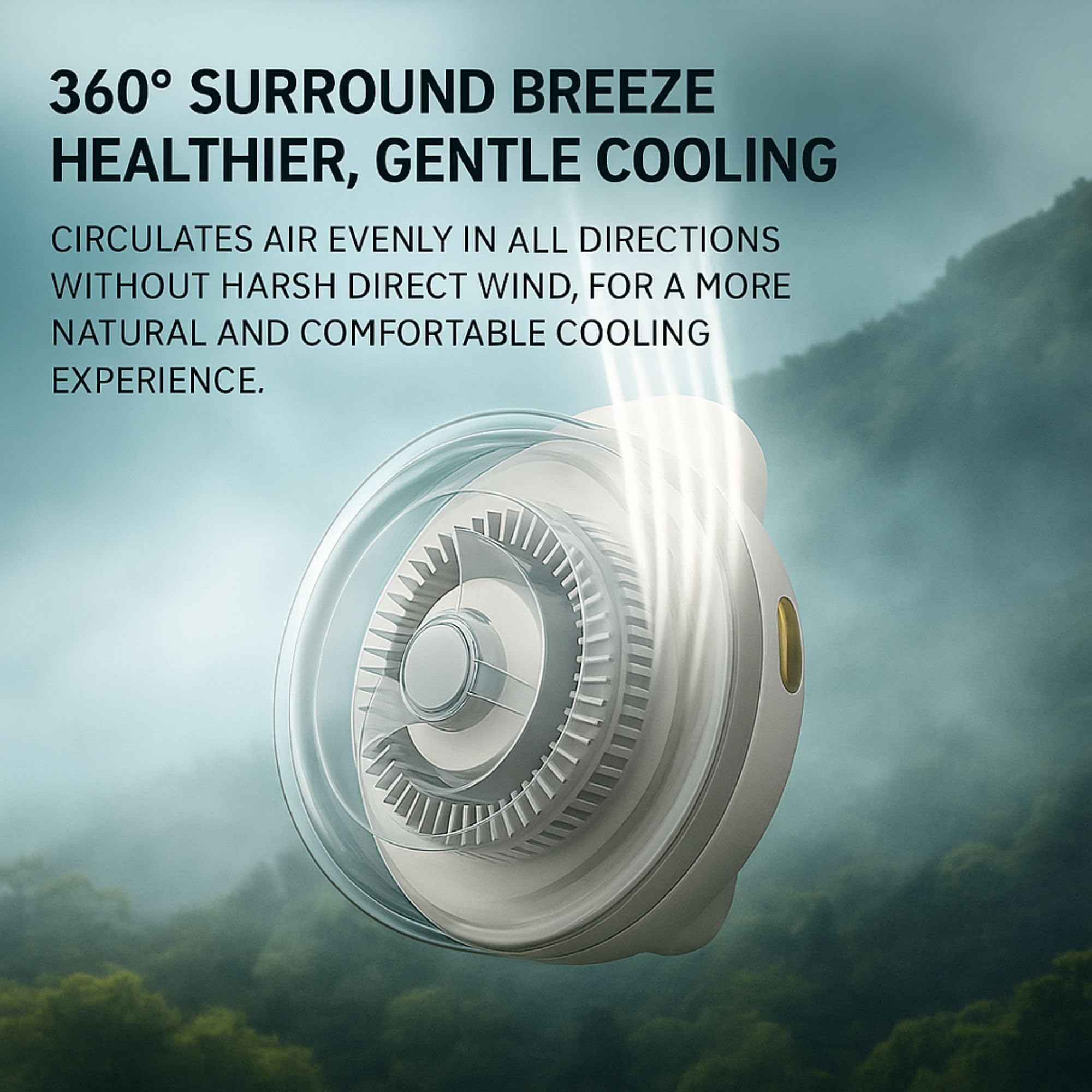 Portable Silent Mini Bladeless Clip-On Fan – Wearable Fan for Shirt Collar & Waist, Small USB-C Rechargeable Fan, Adjustable 3 Speeds, Hands-Free Cooling for Travel, Office, Bed & Outdoors