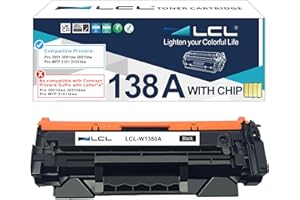 with Chip LCL 138A Black Toner Cartridge Replacement for HP 138A W1380A 138X W1380X Replacement for HP Laserjet Pro 3001 3001