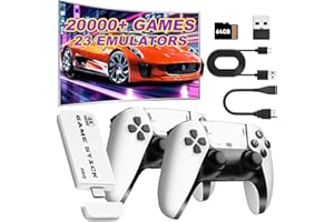 LIKJHBN 2025 New Wireless Retro Game Console, Game Stick Built-in 20,000+ Games & 23 Emulators, Retro Gaming Console with 4K Hdmi Output, Dual 2.4GHz Wireless Controllers, Plug and Play Video Games for TV