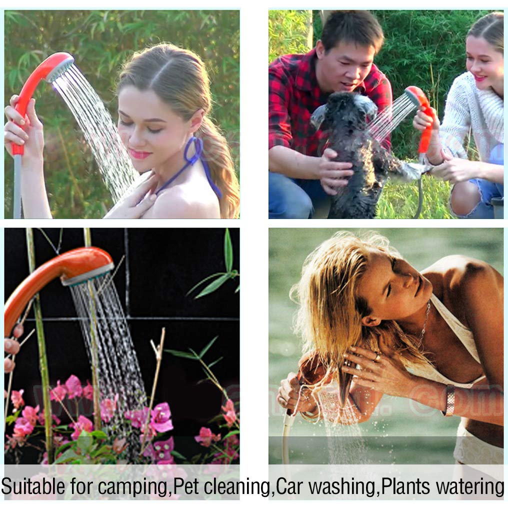 LUOOV Portable Camping Shower, Shower Pump with Detachable