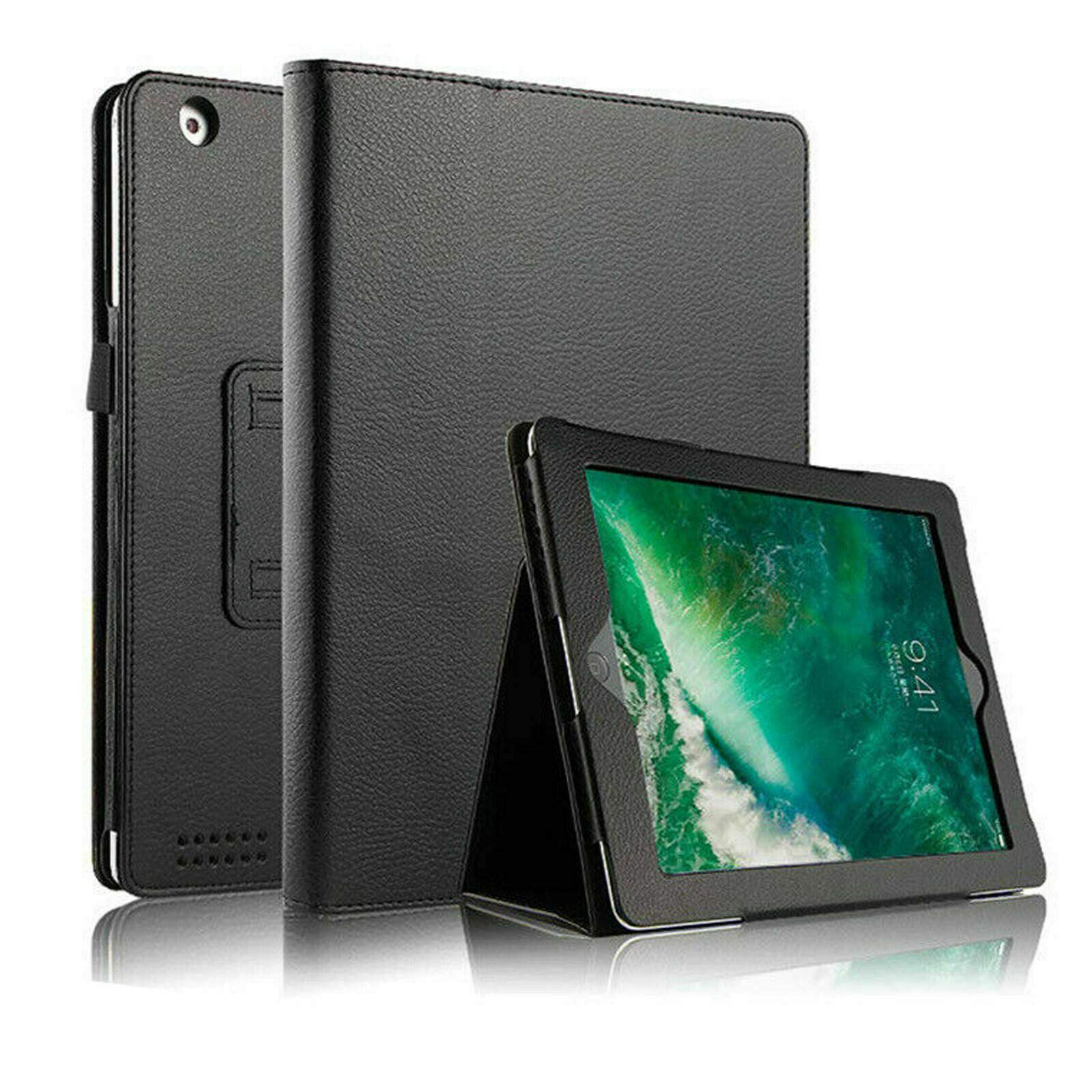 Leather Flip Stand Folio Case Plain Cover for Apple iPad Air 1,2,5th,6th Gen 9.7" (For Apple IPad Air (2nd generation), Black) โ image 1