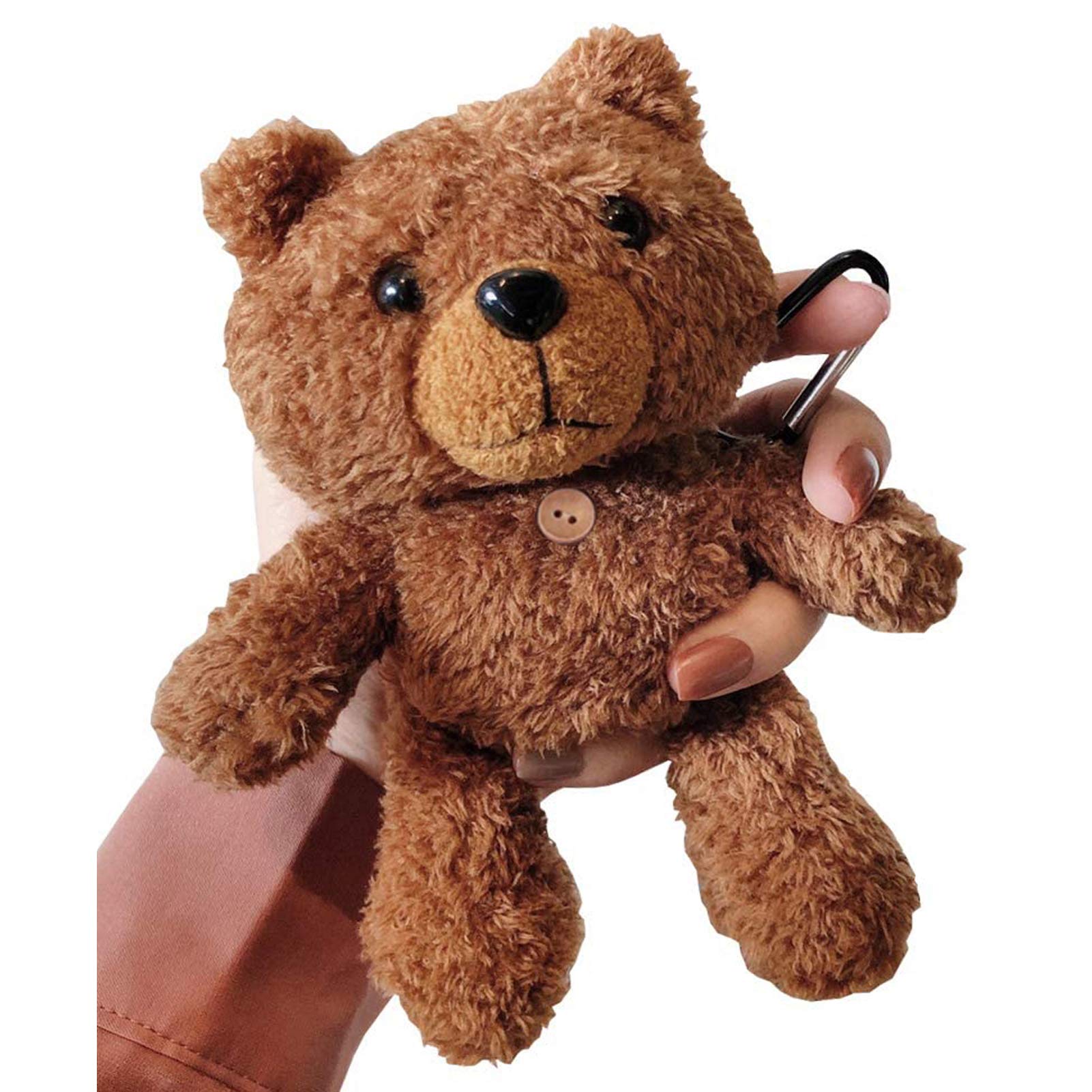 SGVAHY Fluffy Case Compatible with Airpods 1&2, Cute Crown Frog Soft Fur Furry Kawaii Fun Cool Mini Airpods Cover Case with Keychain Wireless Charging Box Airpods 1 & 2 (Bear Brown)