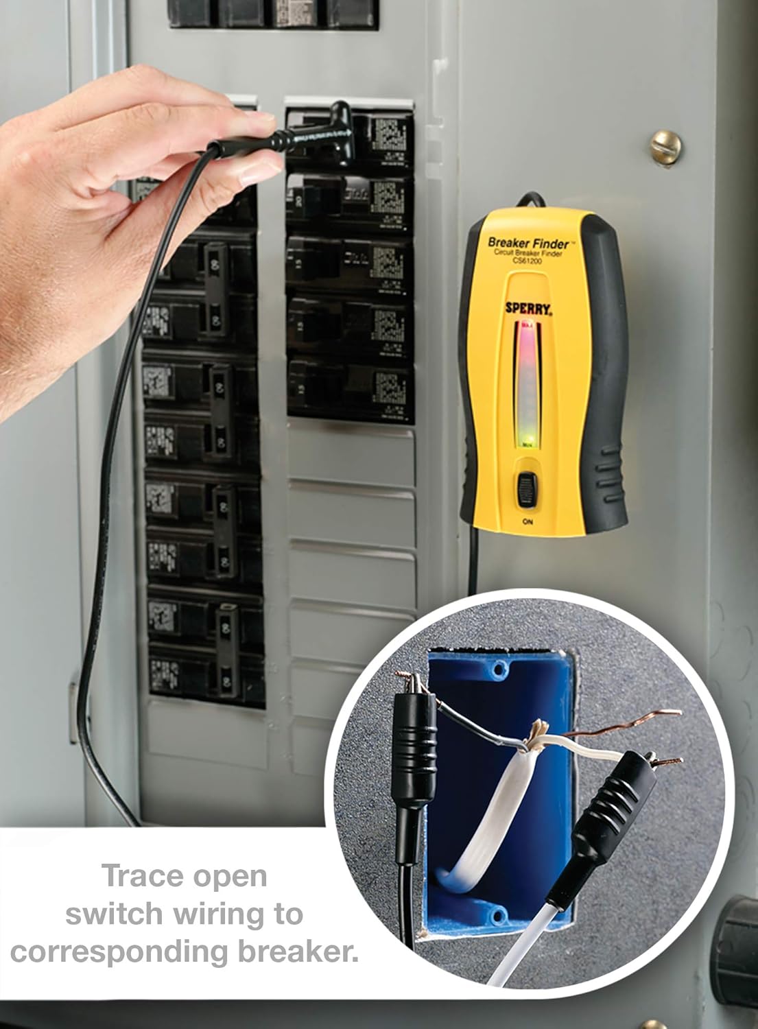Sperry Instruments CS61200P Electrical, 120V AC, 60Hz, Includes: CS61200AS Light and Switch, 2 Pc Circuit Breaker Finder and Accessory Kit, As shown in the image - Miniature Circuit Breakers - 