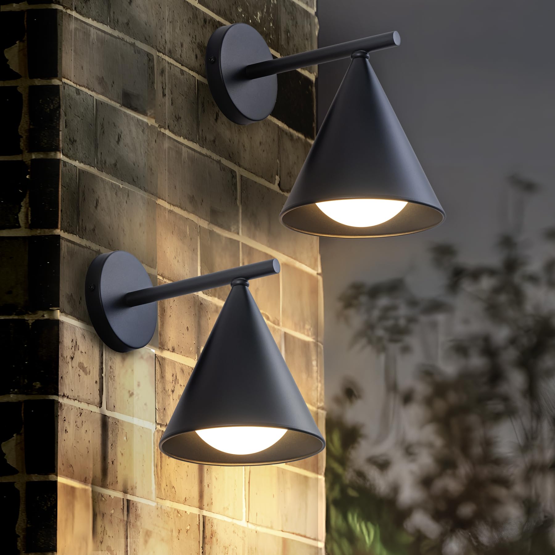 Photo 1 of MIDLMJCOI Outdoor Wall Sconces Set of 2, Dark Sky Modern LED Porch Wall Lights, 13W 3000K Exterior Lighting Fixtures Wall Mount for House, Farmhouse, Patio